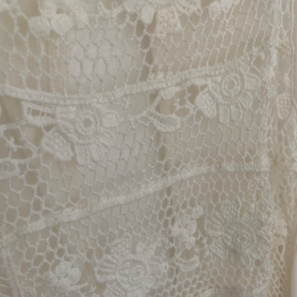 Free People Flowy Tank Sleeveless Top Embroidered Lace Cotton Tank Boho S Small